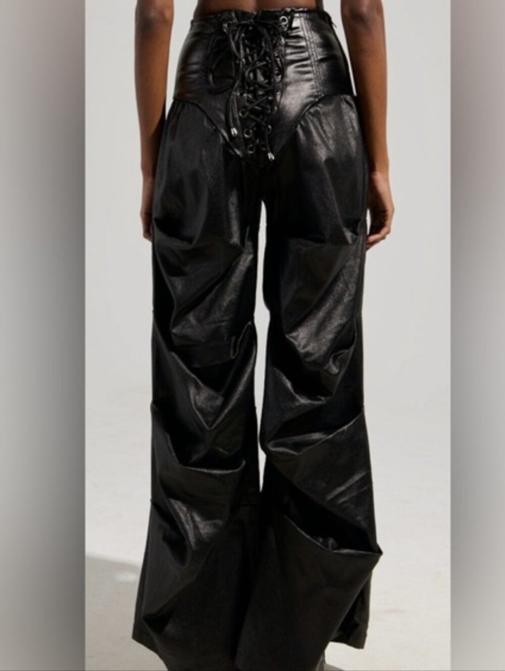 AKIRA Black Faux Leather corset pants - Sleek Finish